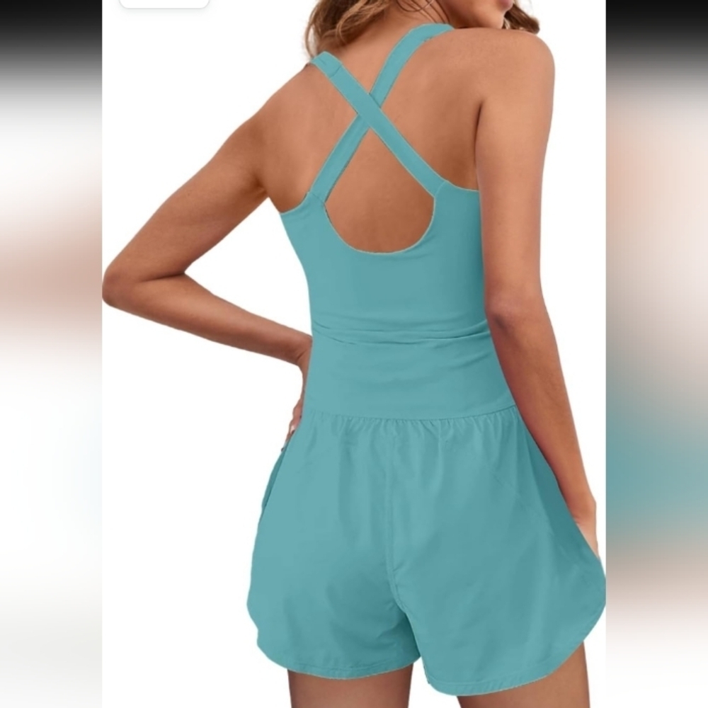 Teal Sleeveless Jumpsuit - Picture 2 of 2